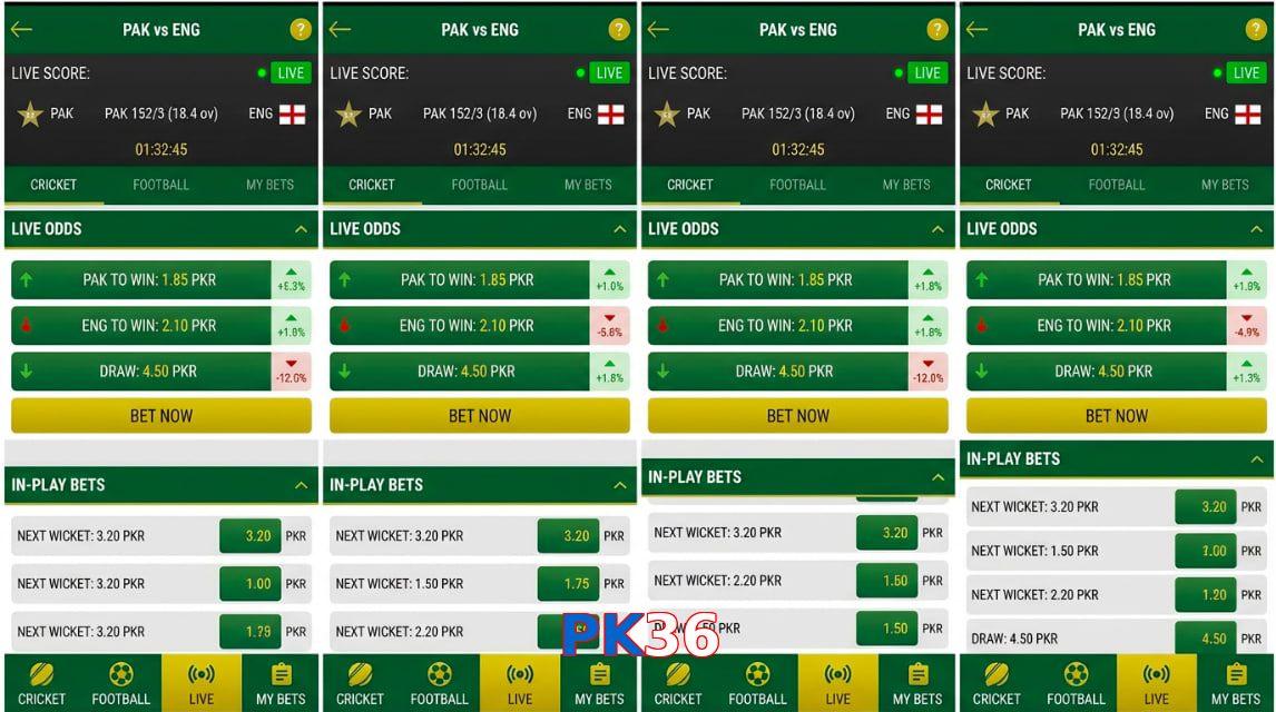 Game list for PK36 bet section